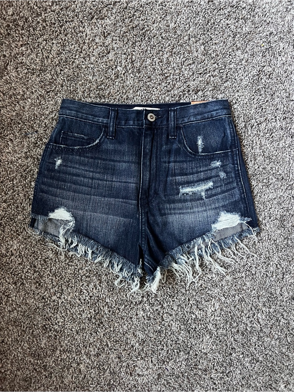 Hollister Dark Blue Distressed Denim Cutoff Shorts